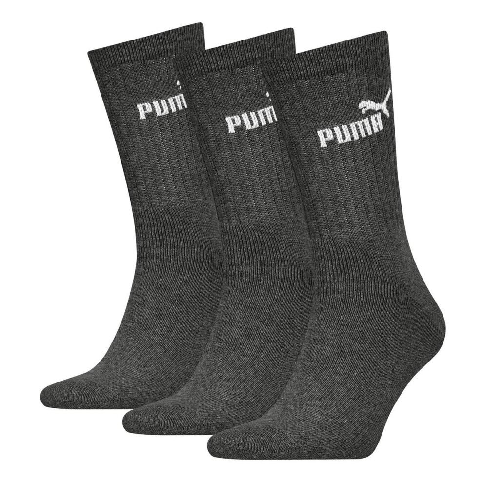 Puma Men's Grey (9 Uk-11 Uk, ) Unisex Adult Crew Socks (Pack Of 3) Size 9