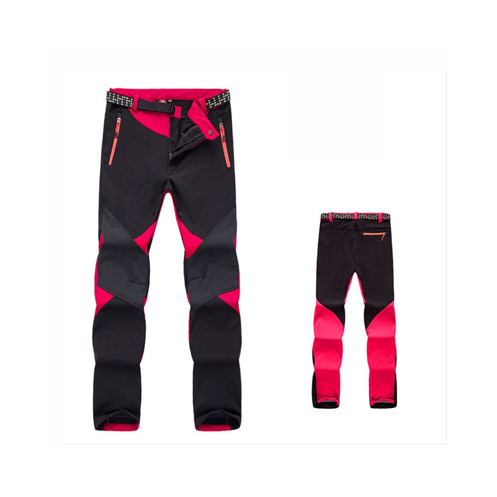 (Red, XL) Waterproof Womens Hiking Soft Warm Outdoor Pants Travel Windproof Trousers