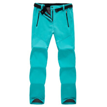 (Sky Blue, 2XL) Outdoor Ski Hiking Pants Women Warm Fleece Padded Windproof Waterproof Trousers
