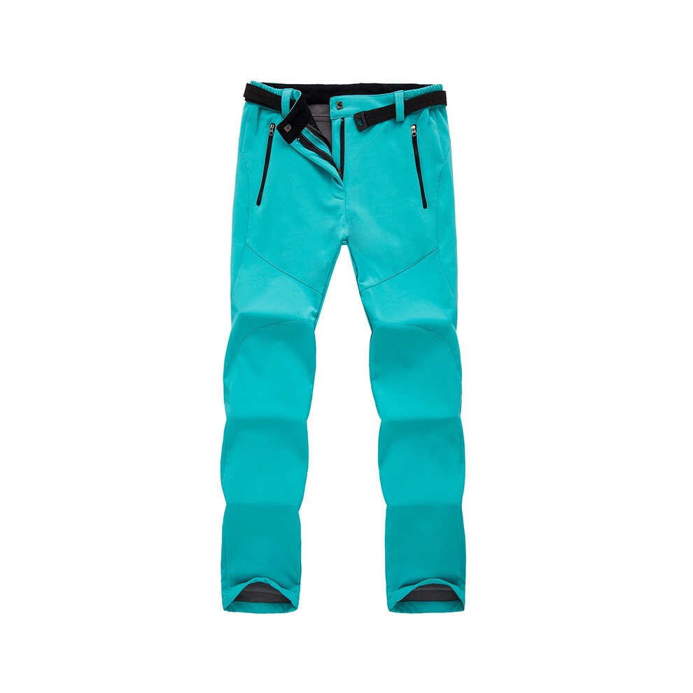 (Sky Blue, 2XL) Outdoor Ski Hiking Pants Women Warm Fleece Padded Windproof Waterproof Trousers