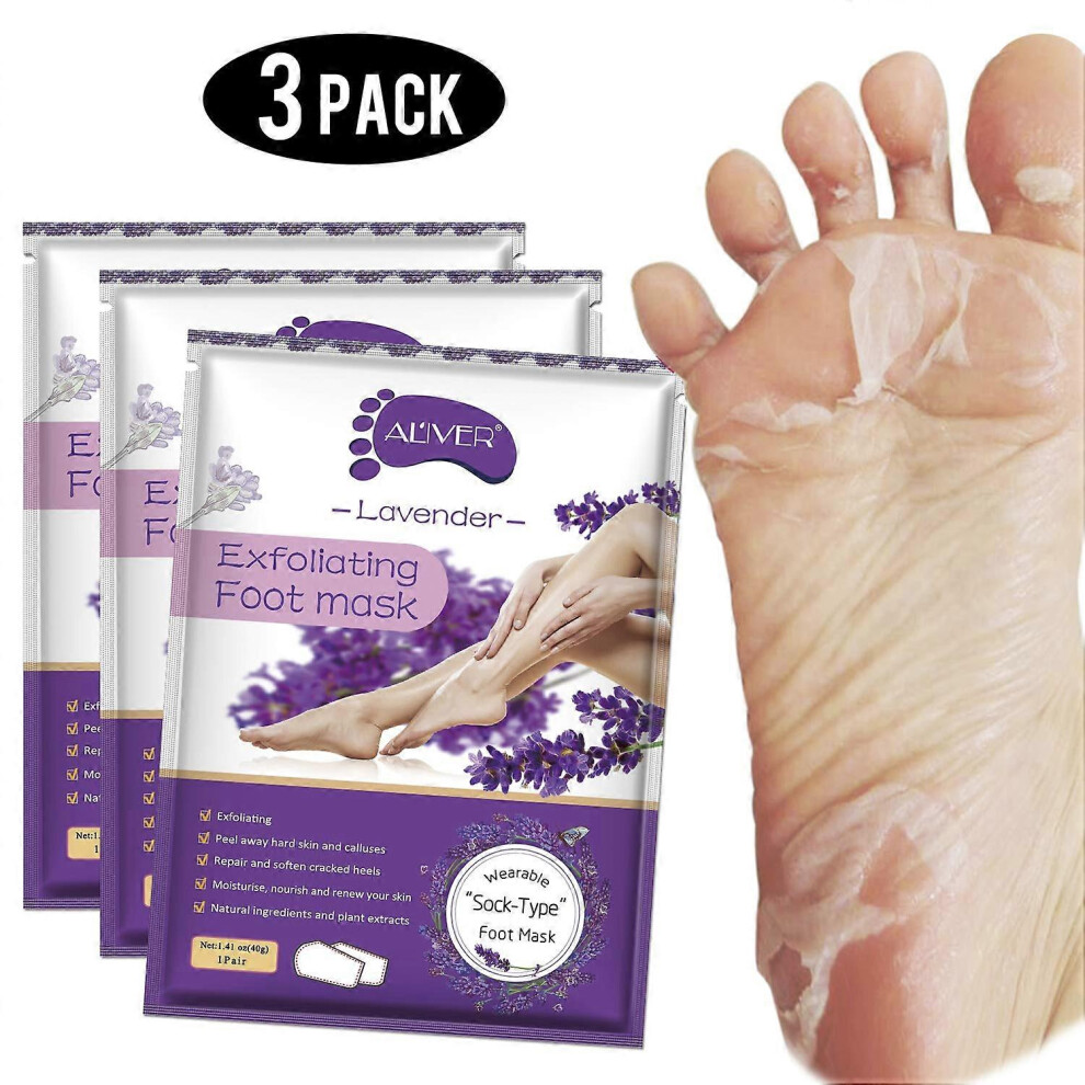 (As show, One size) Foot Peel Mask 3 Pack Exfoliator Peel Off Calluses Dead Skin Callus RemoverBaby Soft Smooth Touch Feet-Men Women-image-OPC-PHND8BH-NEW