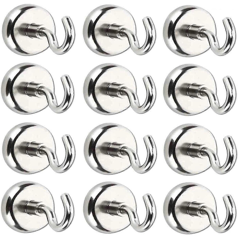 (As Show, One Size) 12Pcs 16Mm Magnetic Hooks,100 Lb Strong Magnet With Hook For Fridge,Extra Strength Industrial Hooks For Hanging, Magnetic Hanger 4632461648697