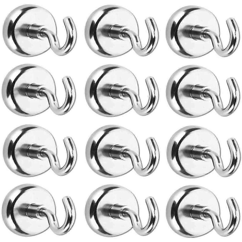 (As Show, One Size) Magnetic Hooks,110 Lb Heavy Duty Strong Magnet With Hook For Fridge, 16Mm Strong Rare Earth Neodymium Magnet Hooks(12Pcs) 4632461634546