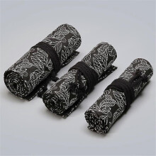 (As show, One size) 24/36/72 Slots Pencil Wrap Pencil Rolls, Artist Colored Pencils Roll Up Bag Short Brushes Pouch Case Pencils Organizer (Black Leaves, 24slots)