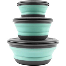 (As show, One size) Portable Camping Collapsible Bowl, Salad Bowl With Covers, Camping Travel Silicone Bowl 3 PCS Collapsible Fresh Storage Boxes