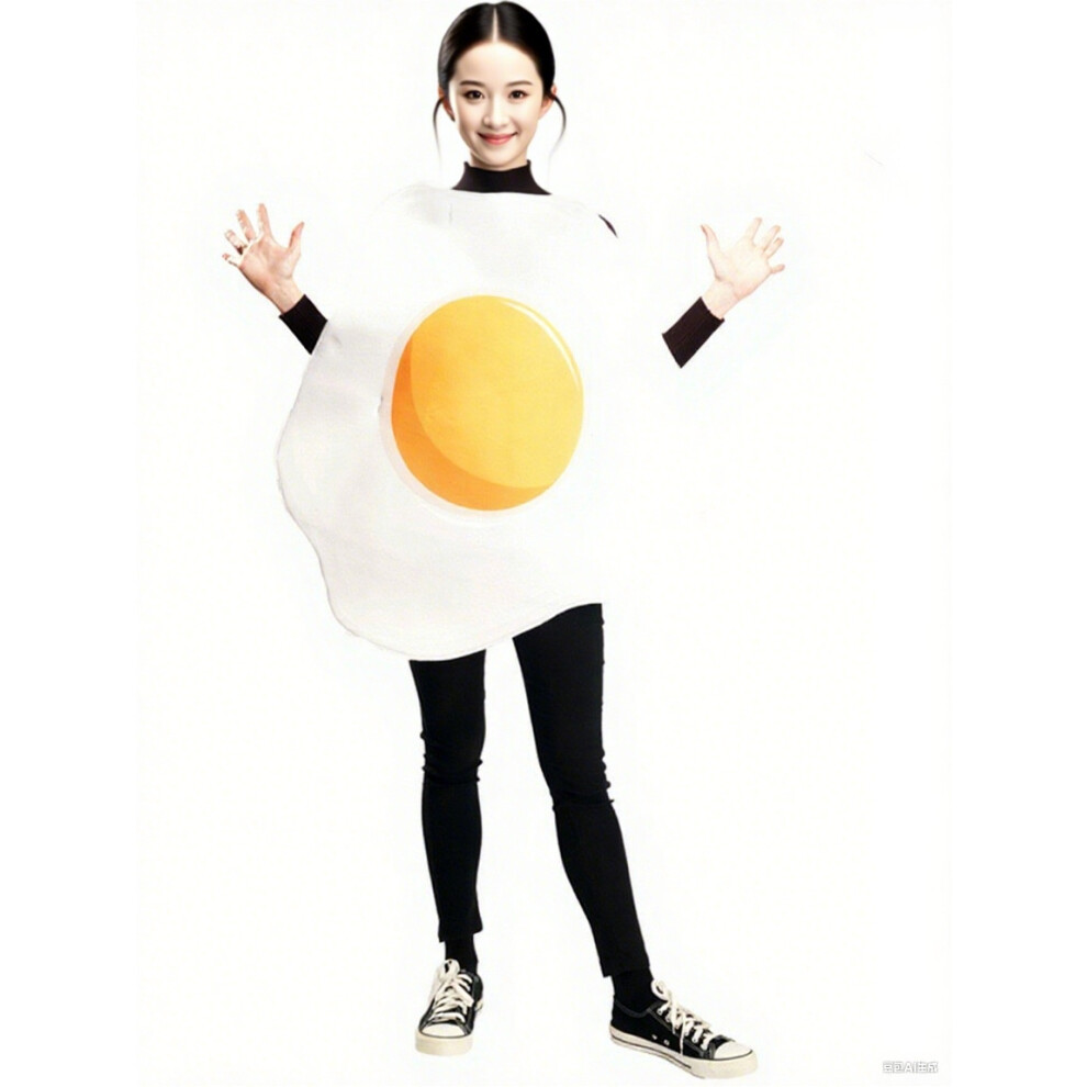 Photos - Fancy Dress  Halloween adult men and women couple poached egg bacon party costume(Yellow, Universal code)