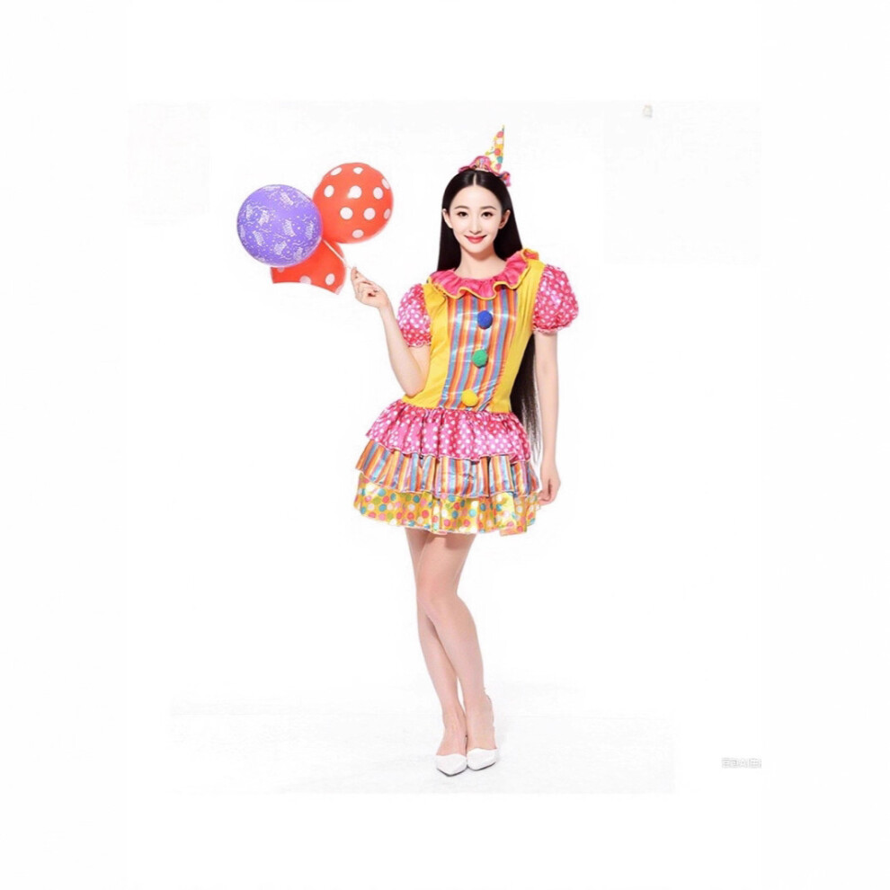 Mdsrjone (, Universal Code) Adult Women's Happy Party Circus Clown Costume Pink