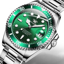 (Green) Mens Watch Casual Waterproof Men Quartz Wristwatch Stainless Steel Man Watches New