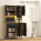 Homcom HOMCOM Tall Kitchen Cupboard with LED Lights and Adjustable Shelves, Oak 5