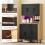 Homcom HOMCOM Tall Kitchen Cupboard with LED Lights and Adjustable Shelves, Oak 8