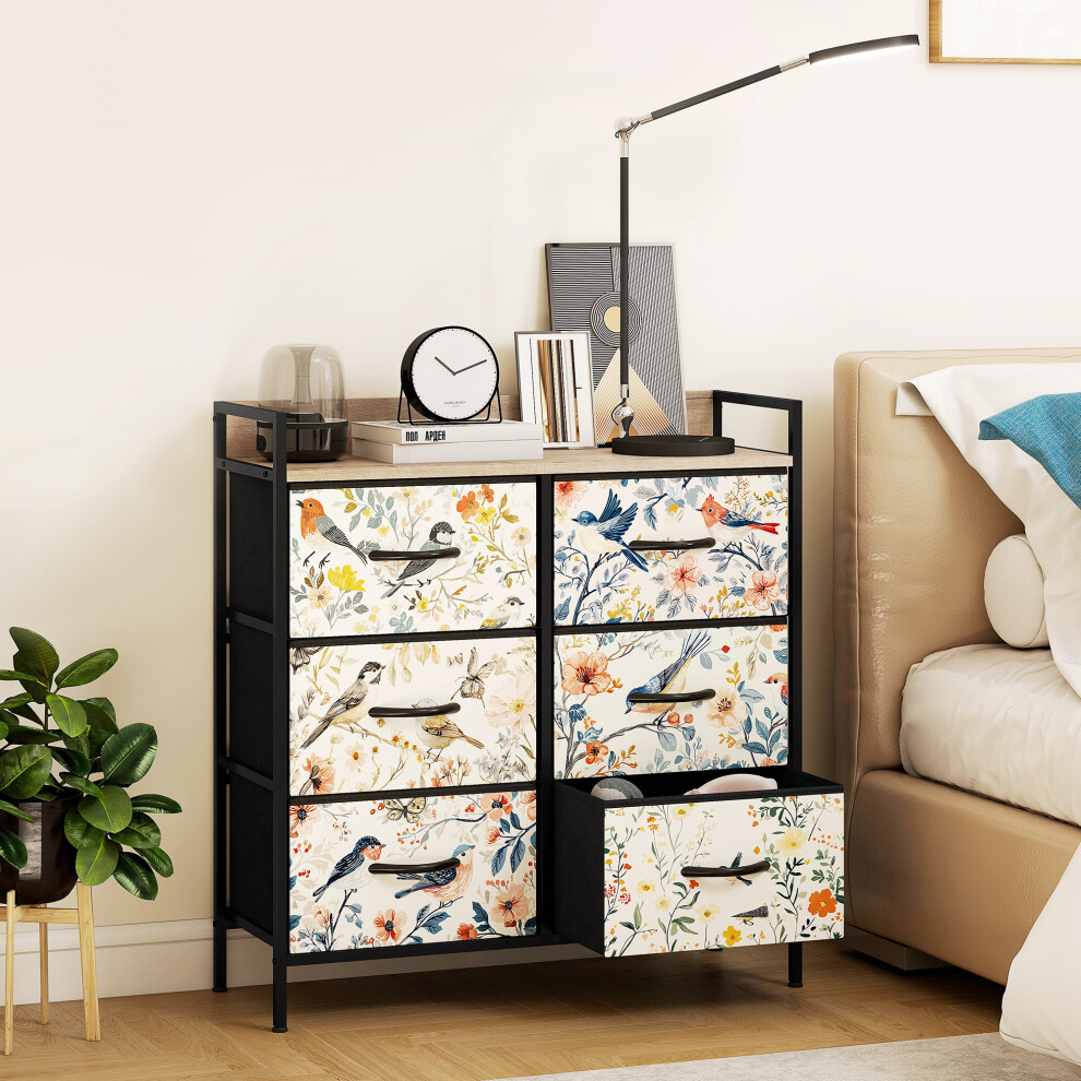 Homcom 6-Drawer Chest Of Drawers, Fabric Dresser, White - Image 5