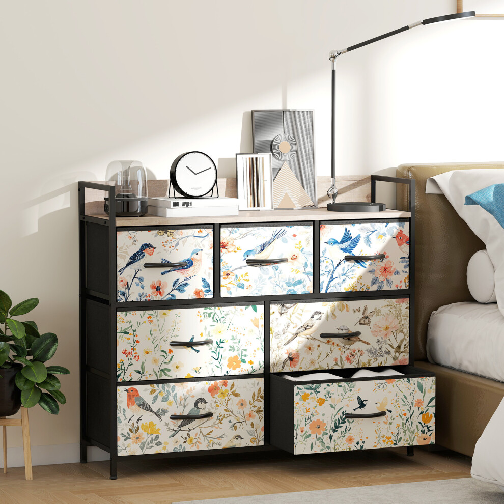 Homcom 7-Drawer Chest Of Drawers, Fabric Dresser, White