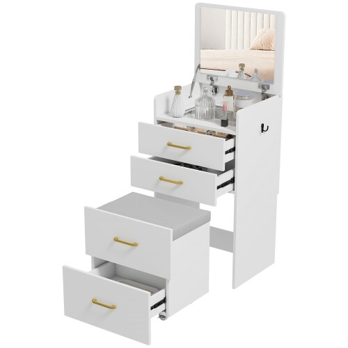 Homcom HOMCOM 3 in 1 Dressing Table Vanity Desk with Mirror and Cushioned Stool 1