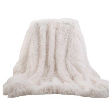 (White, One size) Throw Blanket Fuzzy Plush Warm Thickened Cold-proof Thermal Solid Color Bed Sofa Floor Nap Blanket Home Supplies Qinghai