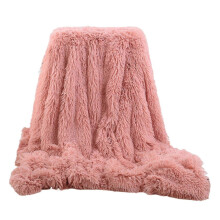 (Pink, One size) Throw Blanket Fuzzy Plush Warm Thickened Cold-proof Thermal Solid Color Bed Sofa Floor Nap Blanket Home Supplies Qinghai