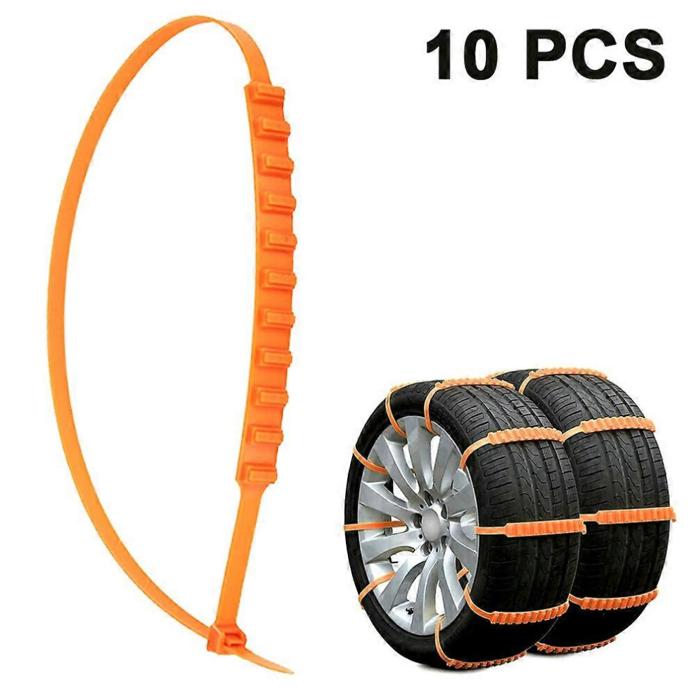(As Show, One Size) 10 Pcs Emergency Anti-Skid Mud Snow Survival Traction Multi-Function Car Tire Chains Security Chains For Car Truck Suv Emergency W Orange 4702433008559