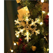 (As show, One size) (NEWPATTERN)LED-Acryl-Schneeflocke "Icy Star", 16 warm white LED, ca. 18 x 16 cm, schwarz / klar Timer, batteriebetrieben
