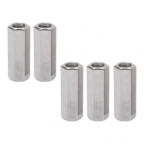 5Pcs Silver M12 Hex Coupling Nut Corrosion Resistance Robust 304 Stainless Steel Coupling Nut Set 2