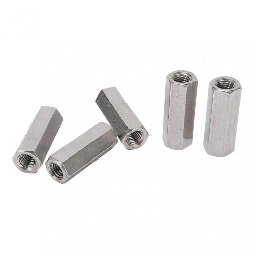 5Pcs Silver M12 Hex Coupling Nut Corrosion Resistance Robust 304 Stainless Steel Coupling Nut Set