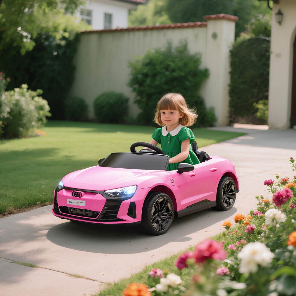 Homcom Audi Rs E-Tron Gt Licensed 12V Kids Electric Ride On W/ Remote, Pink