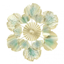 Nordic Luxury Wall Decoration Apricot Leaf Flower Mirror Wall Pendant Iron Art Porch Decoration A 46x45.5x3.5cm/18.1x17.9x1.4in