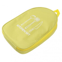 Camping Travel Cooking Utensils Bag Travel Cookware Pouch Bag with Handle for BBQ Camp Cookware Kitchen Kit Yellow