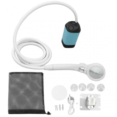 Portable Electric Shower Intelligent Digital Display Three Adjustable Electric Shower Pump Set Blue 1