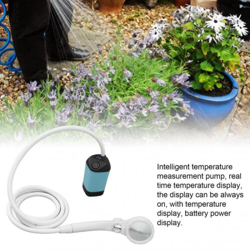 Portable Electric Shower Intelligent Digital Display Three Adjustable Electric Shower Pump Set Blue 2