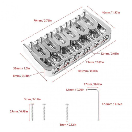 Fixed Guitar Bridge Brass Chrome Guitar Bridge Replacement Tool Accessories for Instrument Maintenance 1