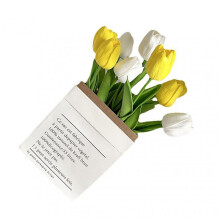 Artificial Flowers Tulipa Style Fine Details Colorfast Vibrant Colors Plastic Flowers for Office Living Room Photography White and Yellow