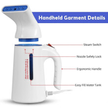 Portable Handheld Garment Steamer 120ml Capacity 700W Auto Shut-Off Steamer for Clothes Removes Wrinkles on Clothes and Fabric for Home Office and Tr
