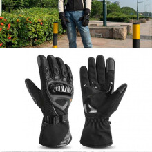 Motorcycle Gloves Touchscreen Hard Knuckle Waterproof Drop Resistant Powersports Racing Gloves Black L