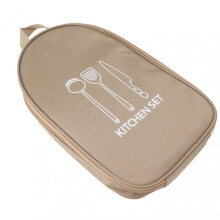 Camping Travel Cooking Utensils Bag Travel Cookware Pouch Bag with Handle for BBQ Camp Cookware Kitchen Kit Khaki