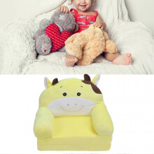 Cartoon Foldable Kids Sofa Children 2 in 1 Flip Open Couch Children Couch Backrest Armchair Bed Yellow Cow 2 Layers