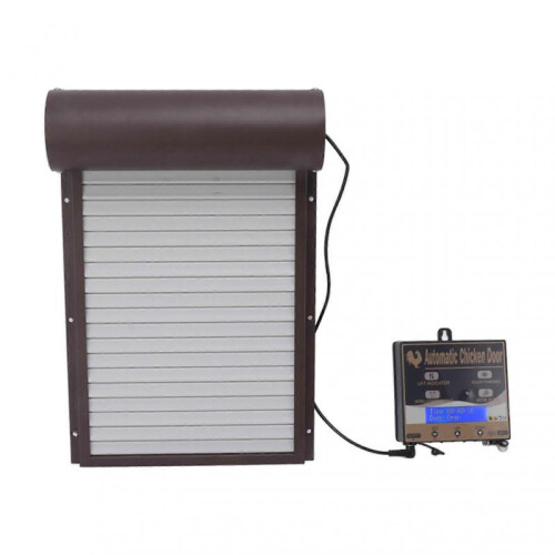 Solar Powered Automatic Chicken Coop Door Auto Chicken Door Opener with Light Sensor Timer Remote Control Brown