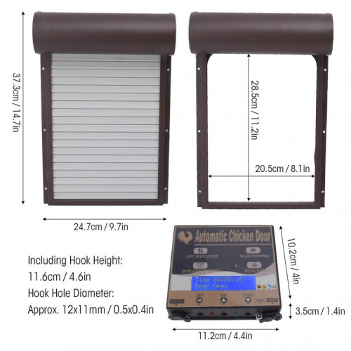 Solar Powered Automatic Chicken Coop Door Auto Chicken Door Opener with Light Sensor Timer Remote Control Brown 1