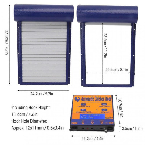 Automatic Chicken Coop Door Programmable Aluminum Chicken Coops Door Opener with Timer Light Sensor Remote Control 3 Modes Blue 1