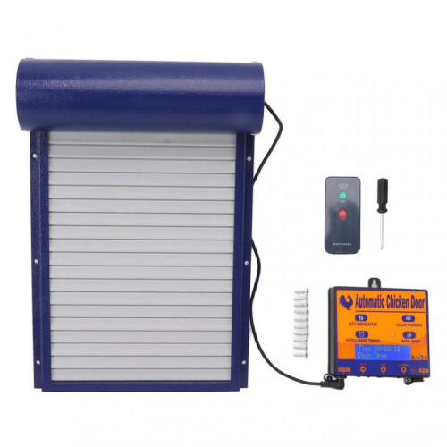 Automatic Chicken Coop Door Programmable Aluminum Chicken Coops Door Opener with Timer Light Sensor Remote Control 3 Modes Blue 2