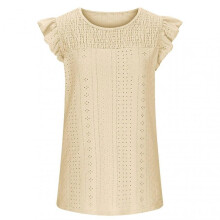 Women Round Neck Tank Top Cap Sleeves Bust Shirred Jacquard Summer Casual Blouse for Daily Wear Yellow XL