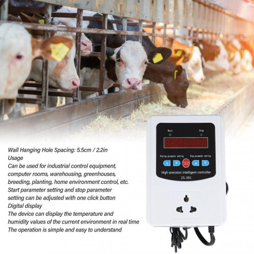 1500W Temperature Humidity Controller Intelligent Digital Display Temperature Humidity Controller with LCD Display Screen EU Plug 220V 2