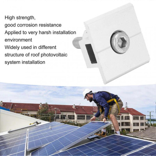 10Pcs Solar Panel Mid Clamps Waterproof Mount Aluminum Bracket Mounting Accessories 2