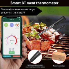 Barbecue Thermometer IPX7 Water Resistant Phone APP Smart Wireless Bluetooth Meat Probe Thermometer for Kitchen