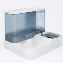 Pet Water Food Dispenser 2 in 1 Large Capacity Transparent Window Automatic Pet Feeder for Dog Cat Blue