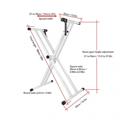 Electronic Keyboard Stand Height Width Adjustable Non Slip Double X Frame Keyboard Stand for 54 to 88 Keys 1