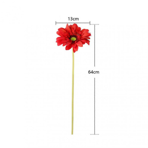 Artificial Gerbera Multipurpose Moisturizing High Simulation Real Touch Single Stem Fake Gerbera Flower for Home Decor Red 1