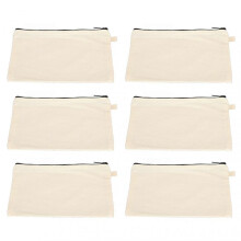 10PCS Canvas Cosmetic Bag with Black Lanyard Portable Multipurpose Blank DIY Craft Bag for Travel Makeup Bag White