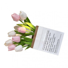 Artificial Flowers Tulipa Style Fine Details Colorfast Vibrant Colors Plastic Flowers for Office Living Room Photography Pink and White