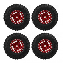 4pcs RC Tire and Wheels Set Aluminum Alloy Rims Hub Rubber Tires for Axial SCX24 1/24 RC Car