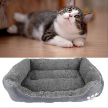 Pet Cushion PP Cotton Soft Skin Friendly Comfortable Waterproof Pet Bed for 4 Seasons Gray M
