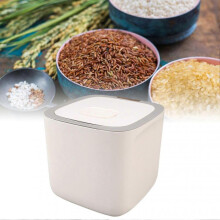 Rice Storage Container 22.0lb Capacity Food Grade PP Thickened Sealed Grain Storage Barrel with Measuring Cup and Lid Light Grey